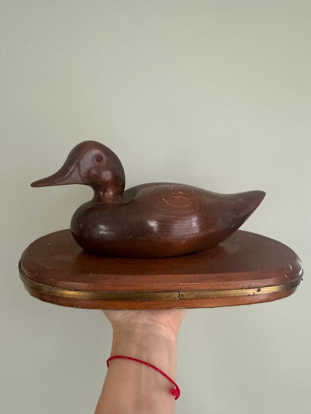 Vintage Mallard Duck Lamp base solid wood carved equestrian hunt cabin style